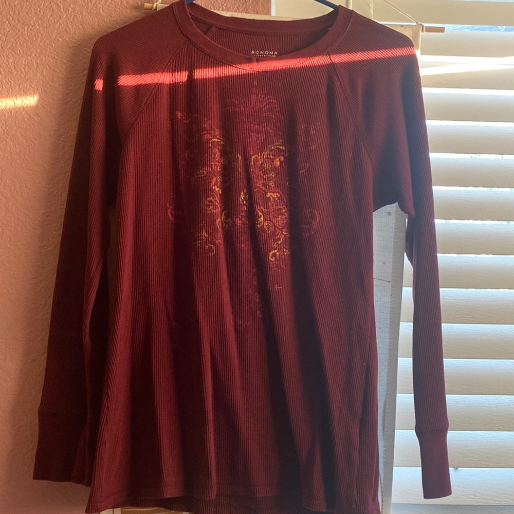 Log sleeve maroon Sonoma shirt in XS